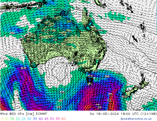 Wind 850 hPa ECMWF za 18.05.2024 18 UTC