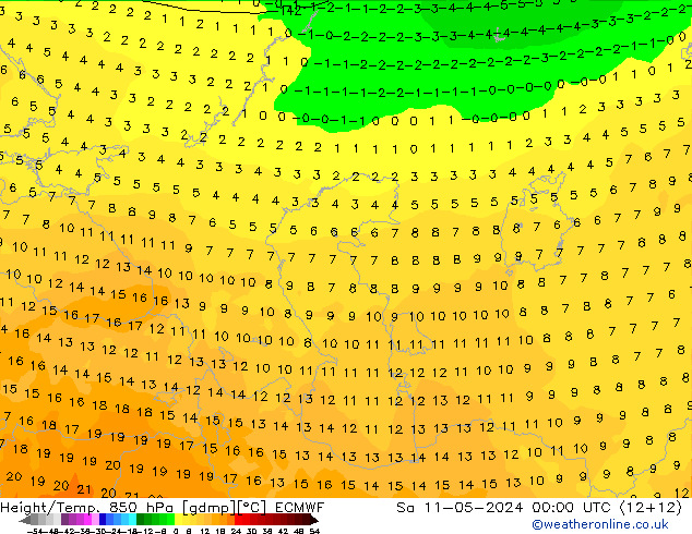 Z500/Rain (+SLP)/Z850 ECMWF sab 11.05.2024 00 UTC