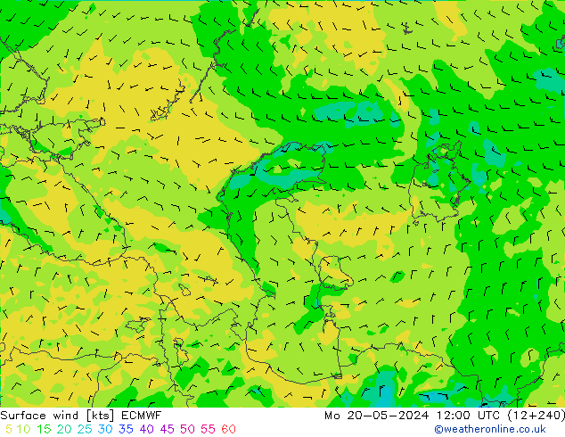 Vent 10 m ECMWF lun 20.05.2024 12 UTC