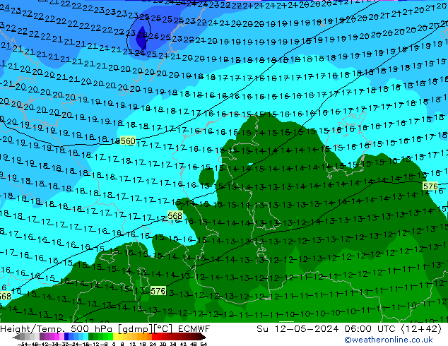 Géop./Temp. 500 hPa ECMWF dim 12.05.2024 06 UTC