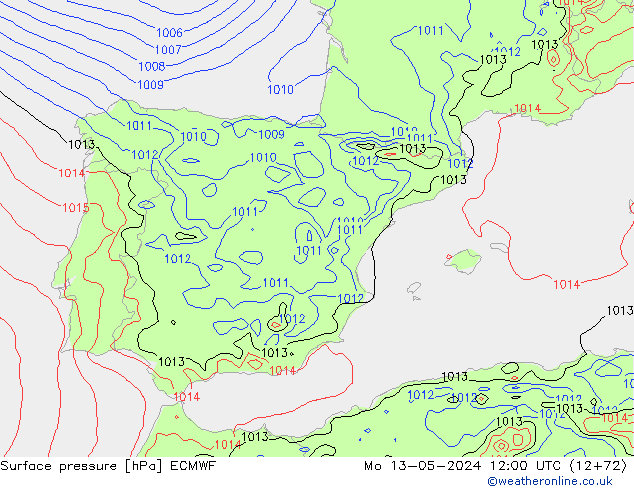 Yer basıncı ECMWF Pzt 13.05.2024 12 UTC
