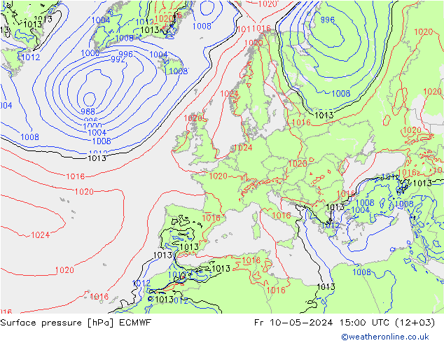 pression de l'air ECMWF ven 10.05.2024 15 UTC