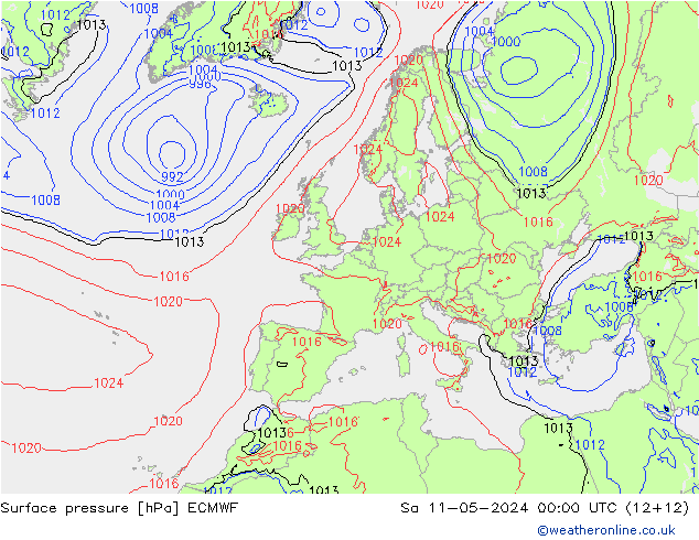 Bodendruck ECMWF Sa 11.05.2024 00 UTC