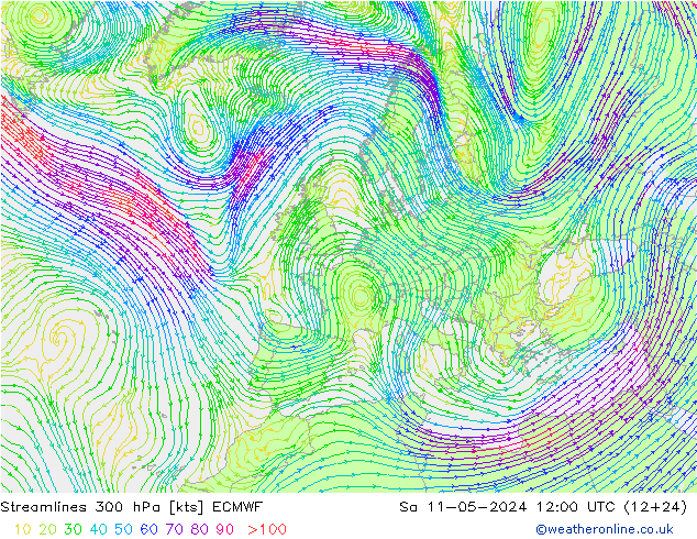 Rüzgar 300 hPa ECMWF Cts 11.05.2024 12 UTC