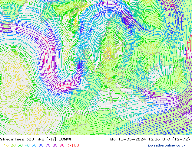 Rüzgar 300 hPa ECMWF Pzt 13.05.2024 12 UTC
