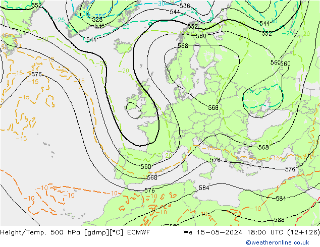 Z500/Rain (+SLP)/Z850 ECMWF We 15.05.2024 18 UTC