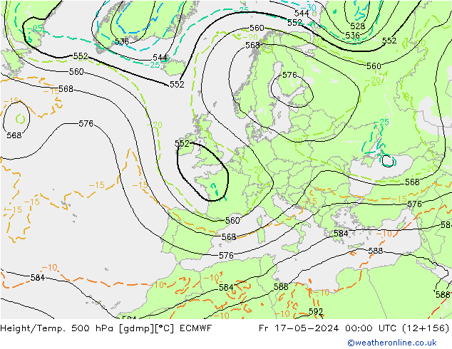 Z500/Rain (+SLP)/Z850 ECMWF Fr 17.05.2024 00 UTC