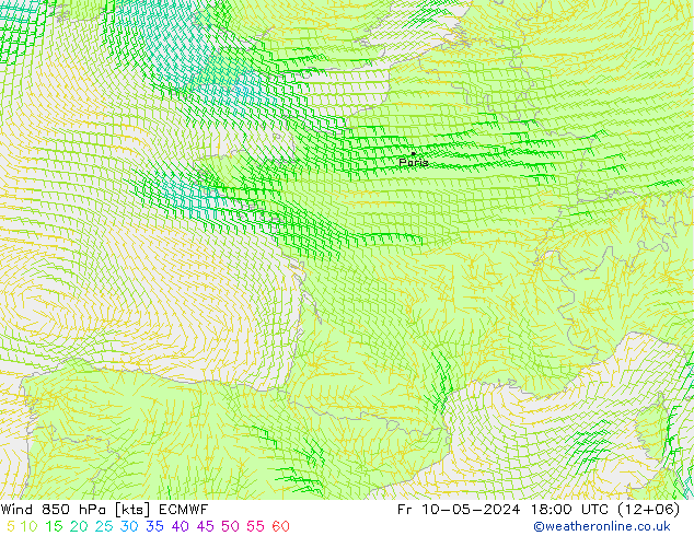 Wind 850 hPa ECMWF Fr 10.05.2024 18 UTC