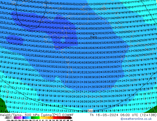 Z500/Rain (+SLP)/Z850 ECMWF Th 16.05.2024 06 UTC