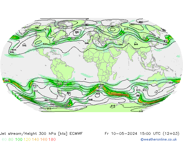 Jet stream/Height 300 hPa ECMWF Fr 10.05.2024 15 UTC