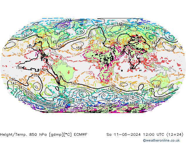 Z500/Rain (+SLP)/Z850 ECMWF sab 11.05.2024 12 UTC