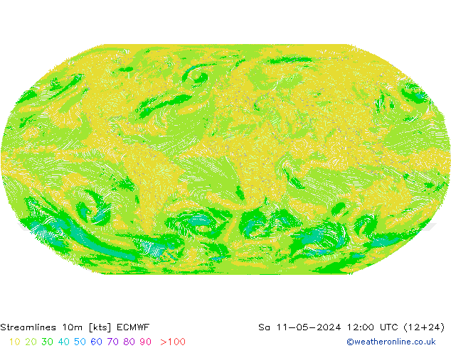 Linia prądu 10m ECMWF so. 11.05.2024 12 UTC