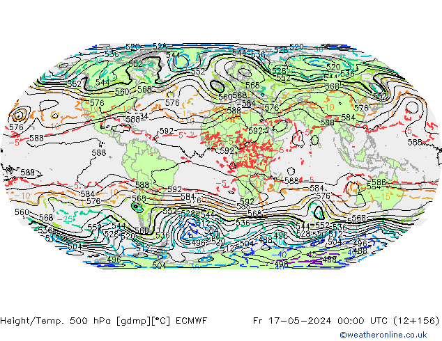 Z500/Yağmur (+YB)/Z850 ECMWF Cu 17.05.2024 00 UTC