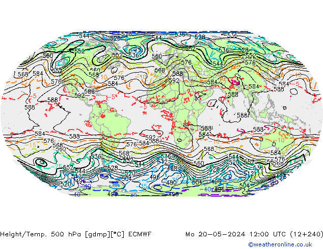 Height/Temp. 500 hPa ECMWF Seg 20.05.2024 12 UTC