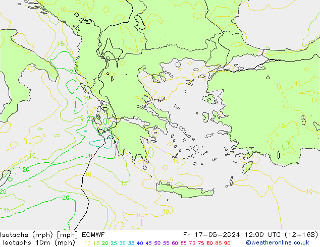 Isotachs (mph) ECMWF Fr 17.05.2024 12 UTC