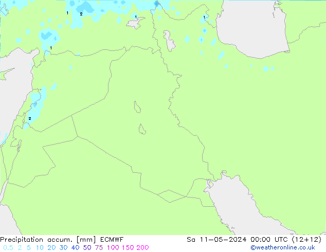 Precipitation accum. ECMWF сб 11.05.2024 00 UTC