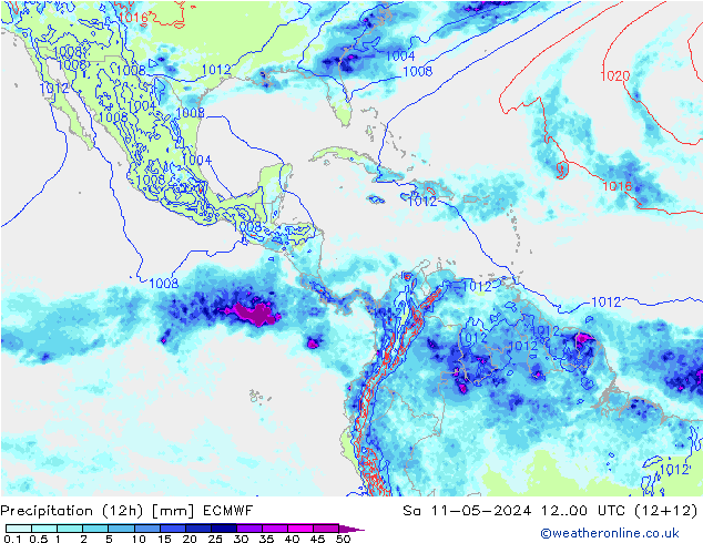 Precipitation (12h) ECMWF Sa 11.05.2024 00 UTC