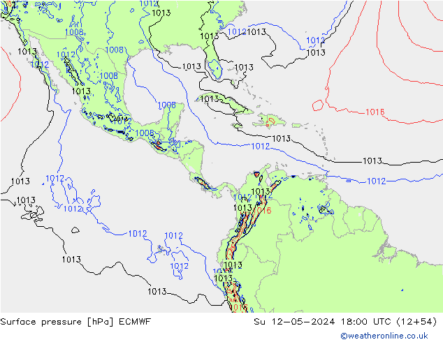 Pressione al suolo ECMWF dom 12.05.2024 18 UTC