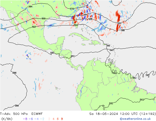 T-Adv. 500 гПа ECMWF сб 18.05.2024 12 UTC