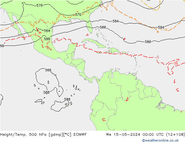 Height/Temp. 500 гПа ECMWF ср 15.05.2024 00 UTC