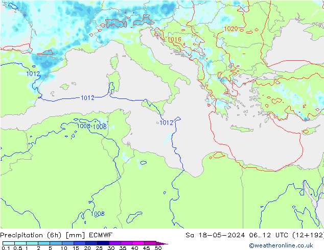 Z500/Rain (+SLP)/Z850 ECMWF Sa 18.05.2024 12 UTC