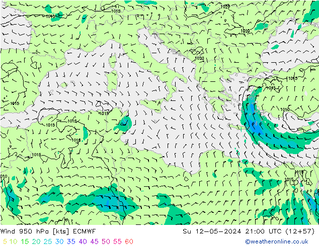 Wind 950 hPa ECMWF Su 12.05.2024 21 UTC