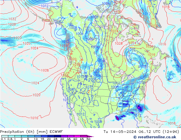 Z500/Rain (+SLP)/Z850 ECMWF Tu 14.05.2024 12 UTC