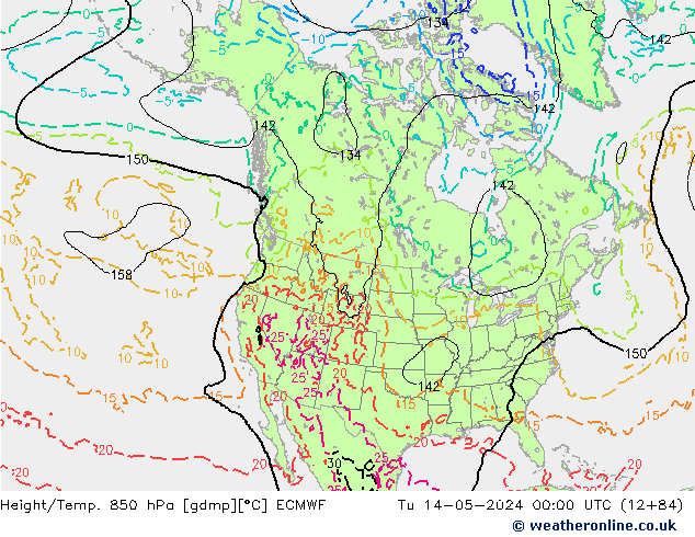 Z500/Rain (+SLP)/Z850 ECMWF вт 14.05.2024 00 UTC