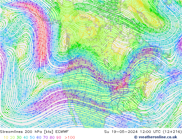 Streamlines 200 hPa ECMWF Su 19.05.2024 12 UTC