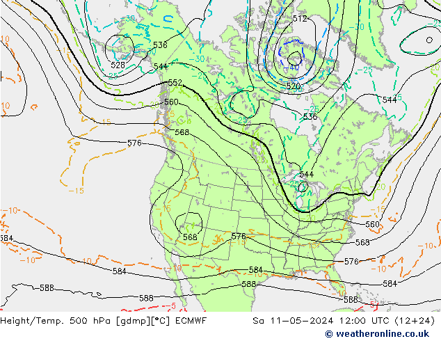 Z500/Rain (+SLP)/Z850 ECMWF Sa 11.05.2024 12 UTC