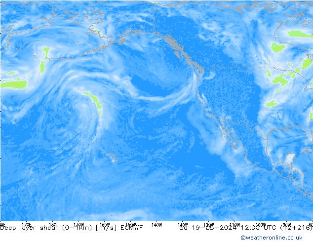 Deep layer shear (0-1km) ECMWF Dom 19.05.2024 12 UTC