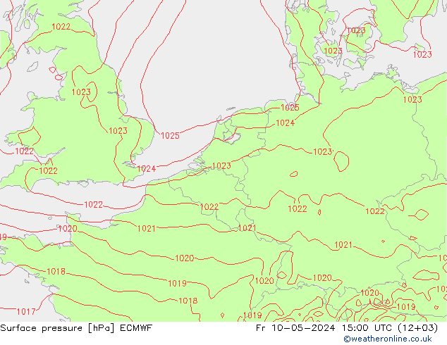 Bodendruck ECMWF Fr 10.05.2024 15 UTC