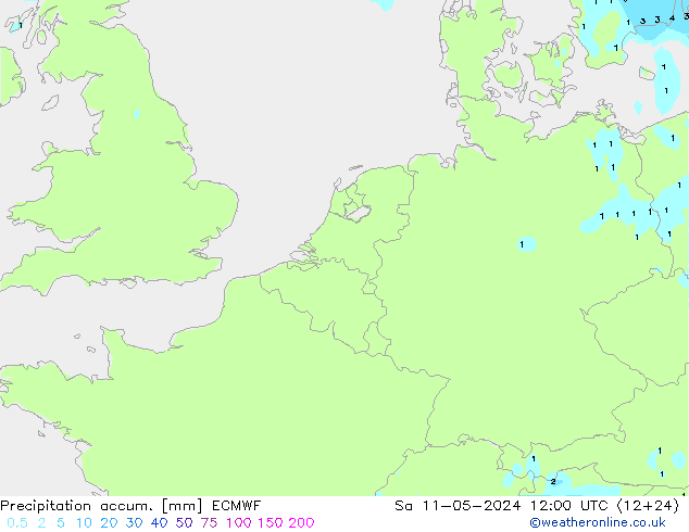 Precipitation accum. ECMWF  11.05.2024 12 UTC
