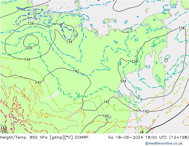 Height/Temp. 850 hPa ECMWF Sa 18.05.2024 18 UTC