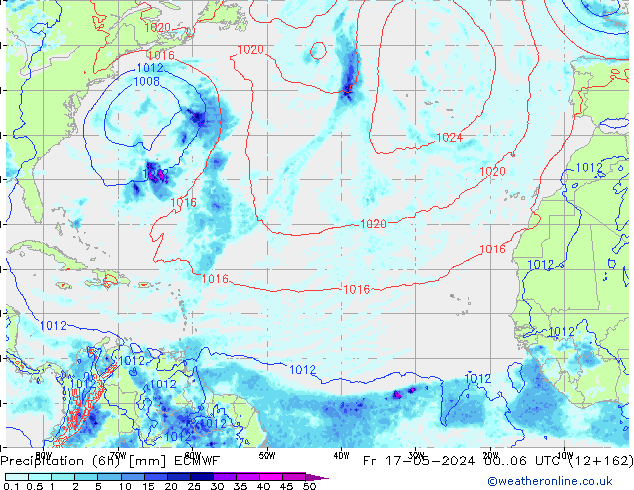 Precipitation (6h) ECMWF Fr 17.05.2024 06 UTC