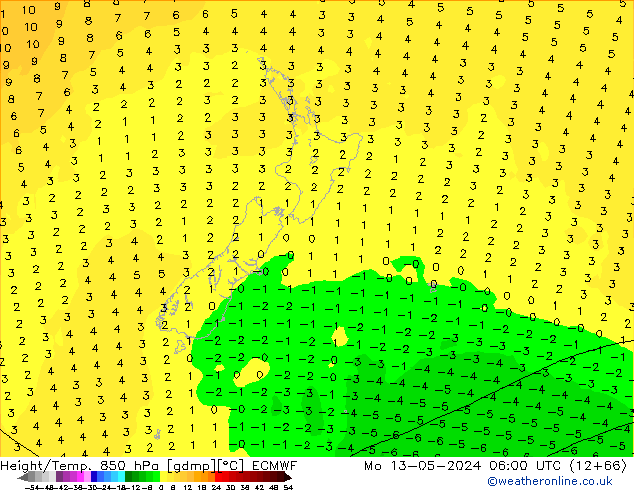 Z500/Rain (+SLP)/Z850 ECMWF lun 13.05.2024 06 UTC