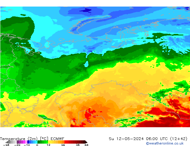 Temperature (2m) ECMWF Ne 12.05.2024 06 UTC
