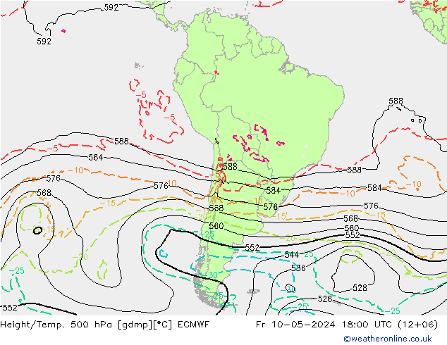 Z500/Rain (+SLP)/Z850 ECMWF Pá 10.05.2024 18 UTC