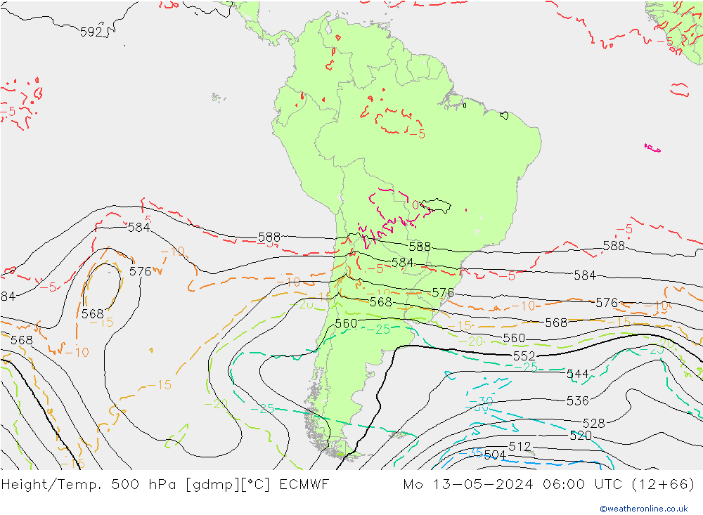 Z500/Rain (+SLP)/Z850 ECMWF  13.05.2024 06 UTC