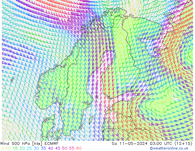 Wind 500 hPa ECMWF Sa 11.05.2024 03 UTC