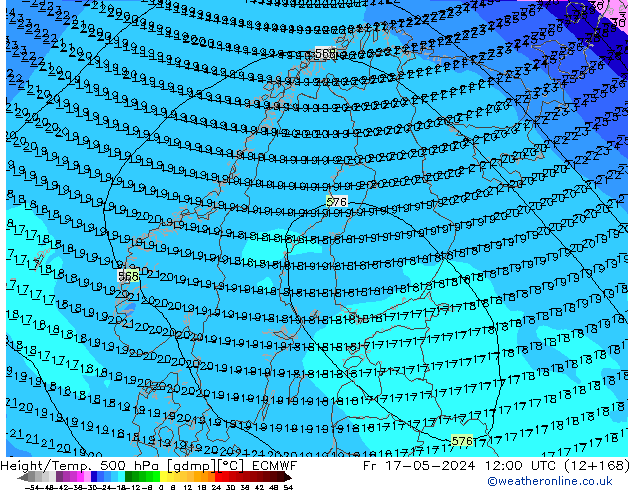 Z500/Rain (+SLP)/Z850 ECMWF пт 17.05.2024 12 UTC