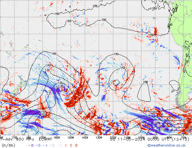 T-Adv. 850 hPa ECMWF Sa 11.05.2024 00 UTC