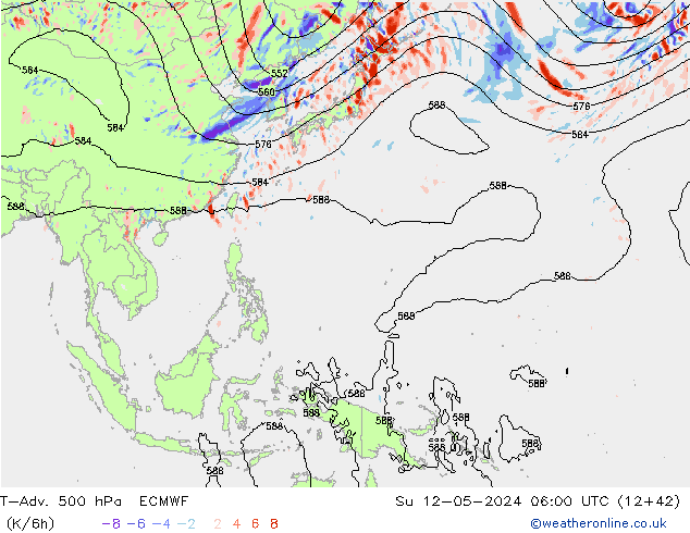 T-Adv. 500 hPa ECMWF dom 12.05.2024 06 UTC