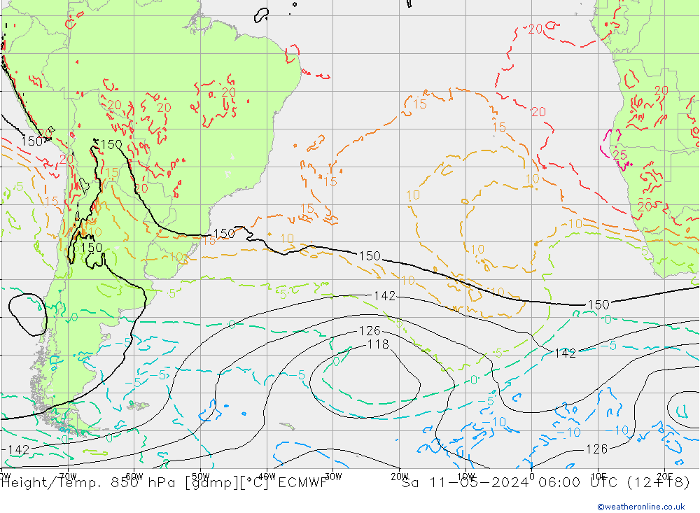 Z500/Rain (+SLP)/Z850 ECMWF Sáb 11.05.2024 06 UTC