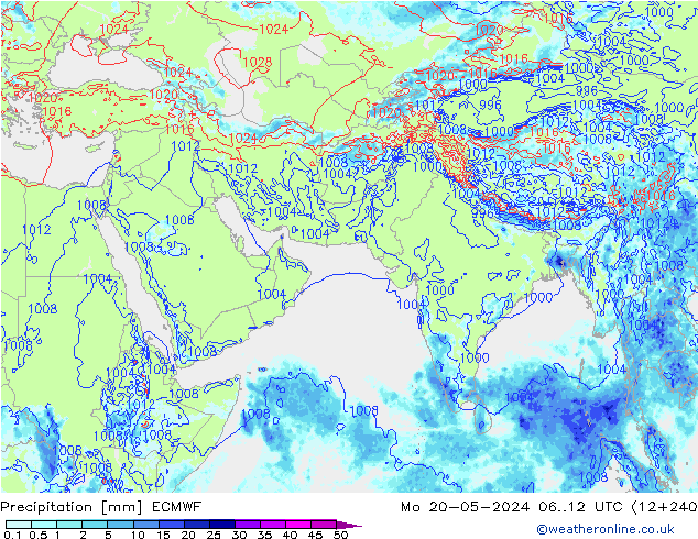 Srážky ECMWF Po 20.05.2024 12 UTC