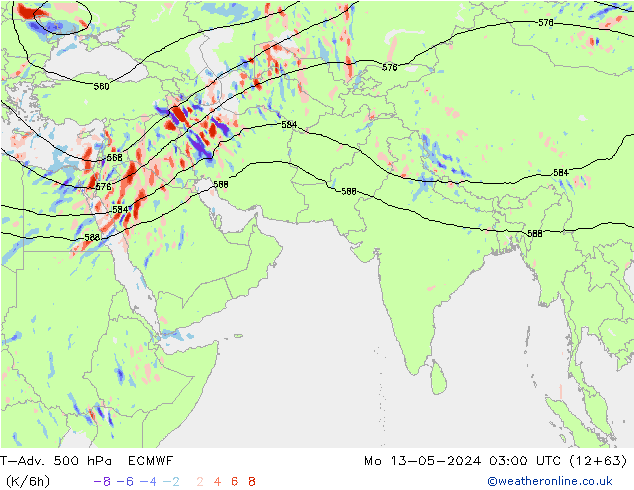 T-Adv. 500 hPa ECMWF Mo 13.05.2024 03 UTC
