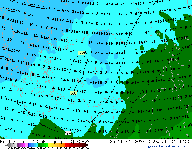 Z500/Regen(+SLP)/Z850 ECMWF za 11.05.2024 06 UTC