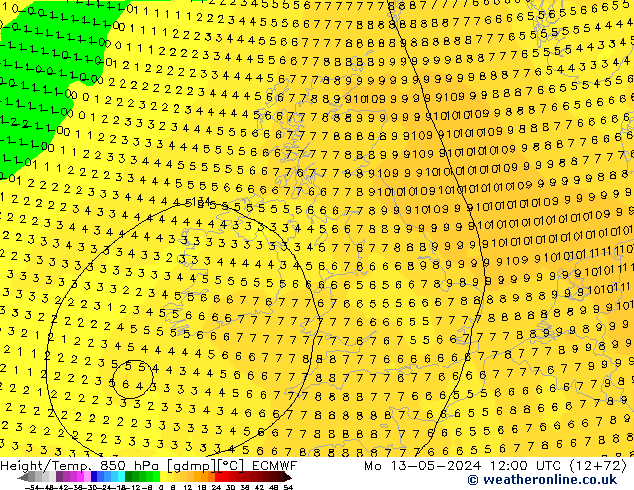 Z500/Regen(+SLP)/Z850 ECMWF ma 13.05.2024 12 UTC