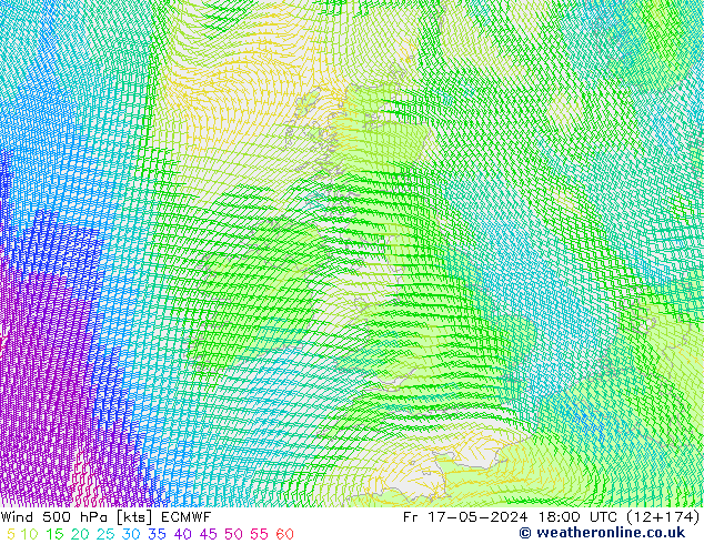 Wind 500 hPa ECMWF Pá 17.05.2024 18 UTC
