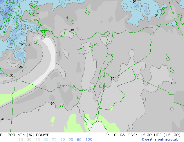 RH 700 hPa ECMWF Fr 10.05.2024 12 UTC